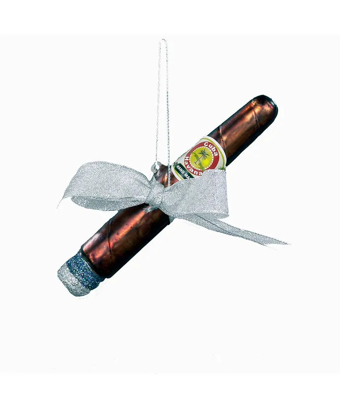Cigar With Bow Glass Ornament - Noble Gemsâ¢