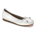 1570 - Off White Leather Square Front Ballet Flat