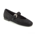 1571 - Black Suede Teen Mary Jane Flats