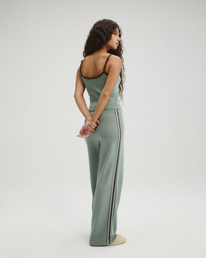 Knit Stripe Straight Leg Trousers - Cloud Blue