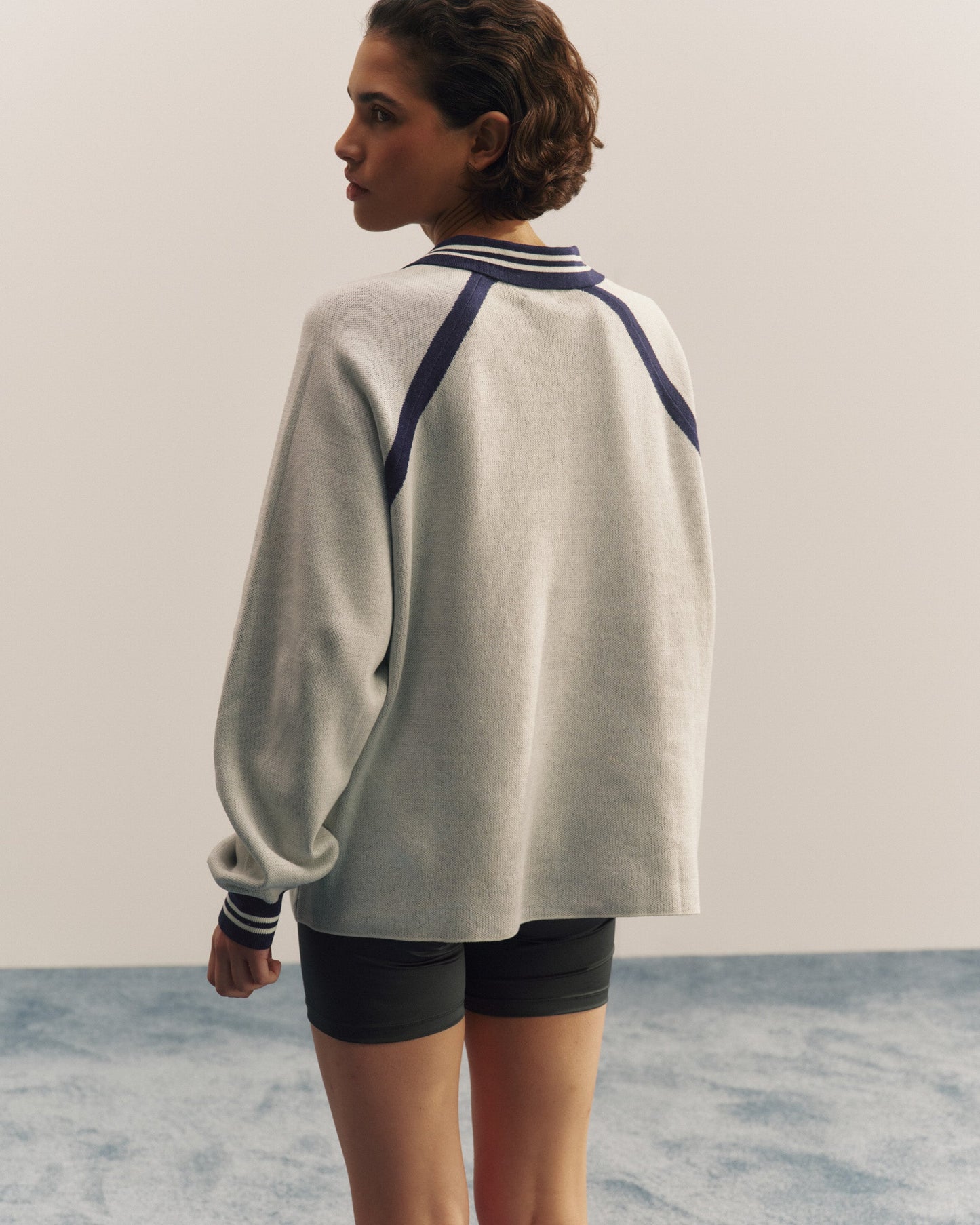 Knit Varsity Jacquard Long Sleeve Top - Marshmallow White