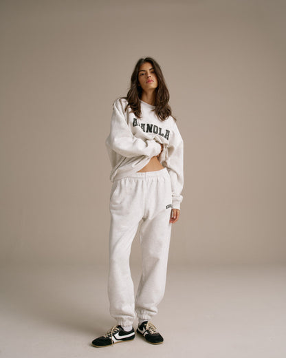 Varsity Oversized Sweatshirt - Light Grey Melange/Black