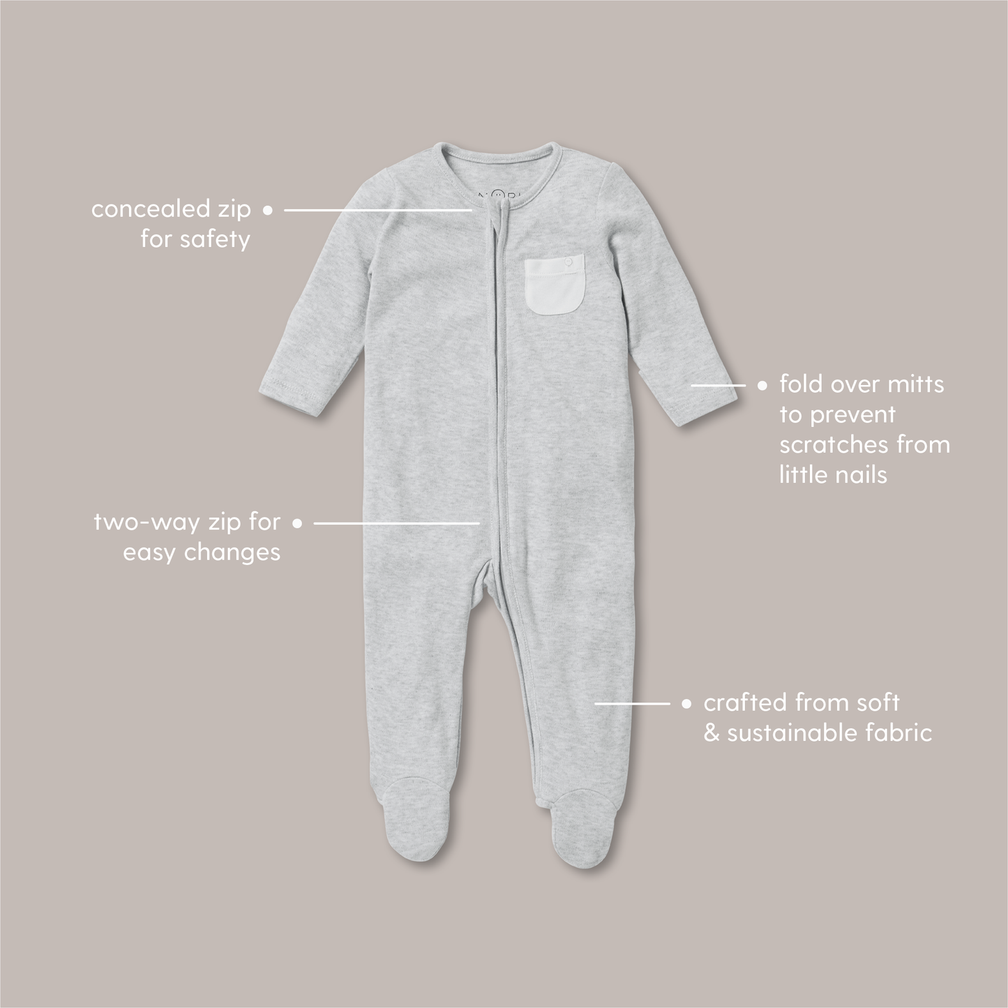 Clever Zip Sleepsuit - White