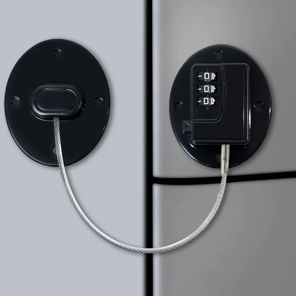 Fridge Lock AOSITE 1 Pcs Refrigerator Lock Combination Black Combo Fridge Locks for Adults Refrigerator Lock for Children Adhesive Freezer Door Lock Child Safe Refrigerator Lock for Kids