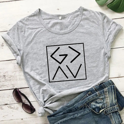 GAAV Letter Printed T-Shirt - Bible Christian Tee