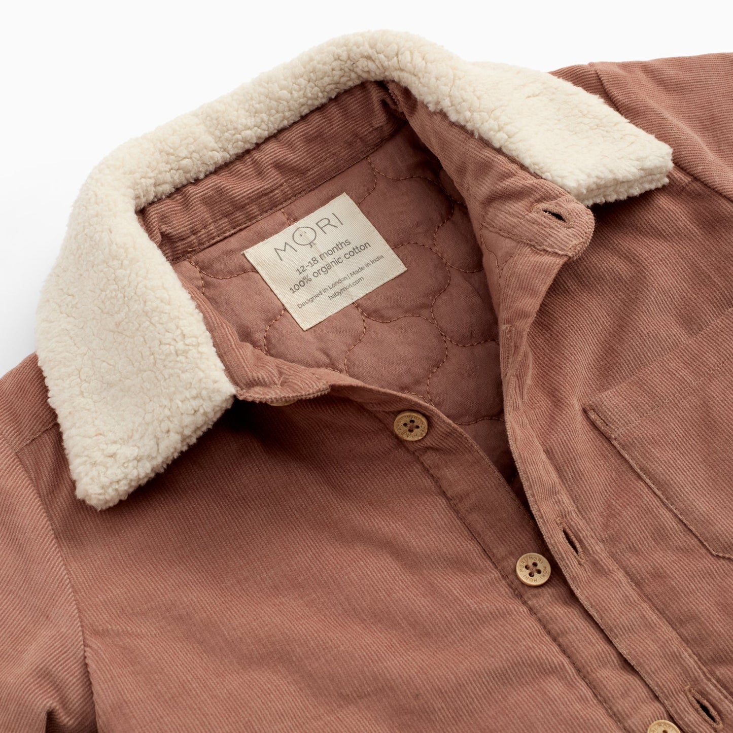 Borg-Collared Corduroy Shacket